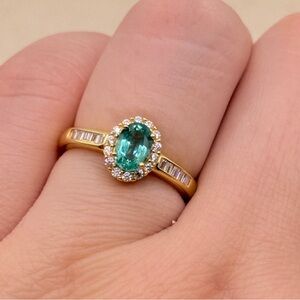 Elegant Gold and Green-Blue Tourmaline Gemstone Ring